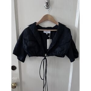 L’academie Revolve Cropped Black Cargo Top with Ties NWT | XS